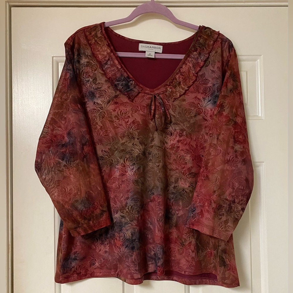 Sag Harbor Women's Vintage Autumn Floral Top EUC